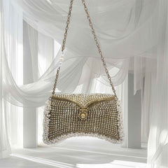 Rhinestone Pearl Pouchette Bag