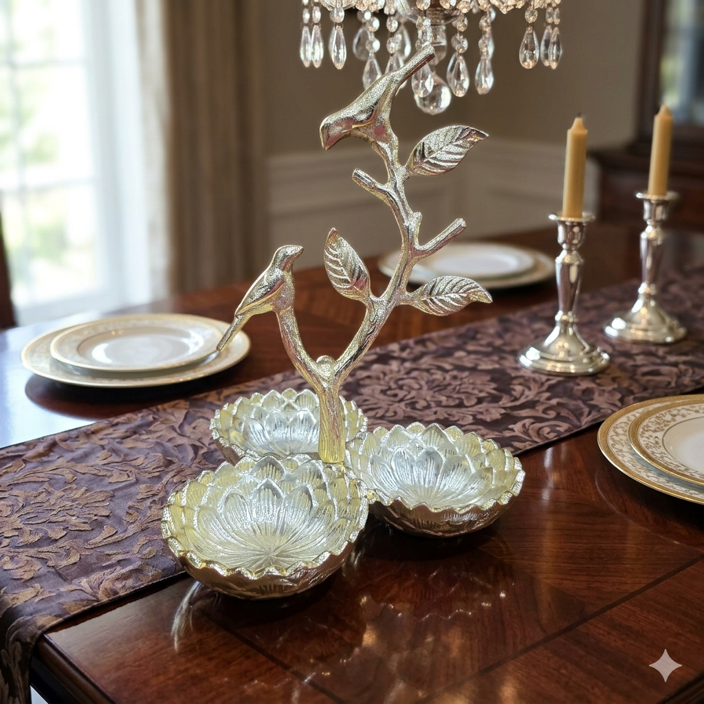 Bird three bowl platter [ gold]