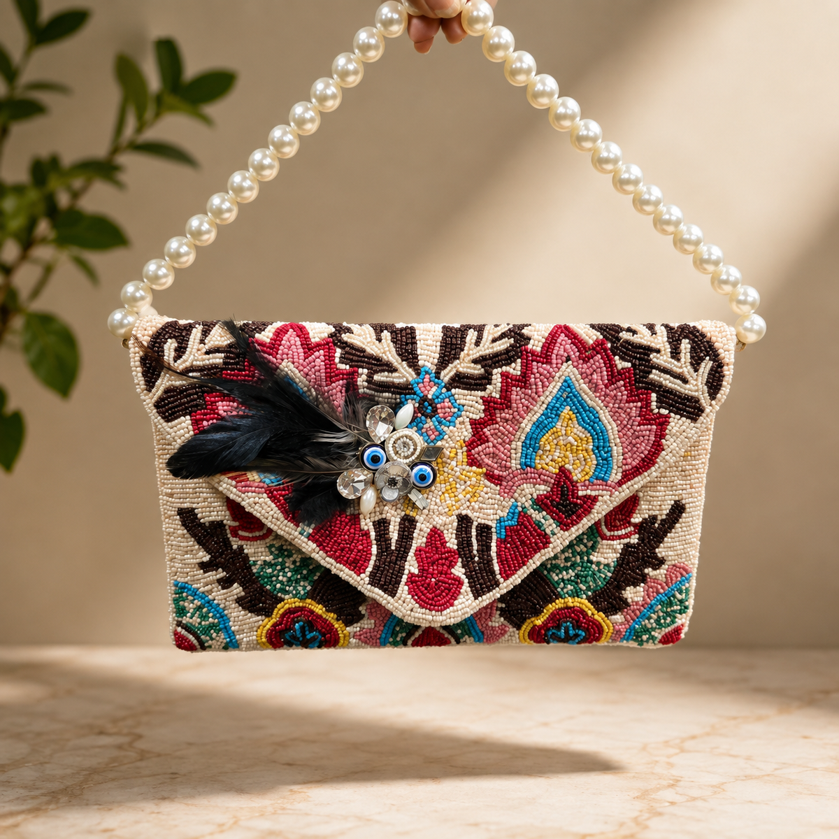 Evil eye feather saga flap bag Main image