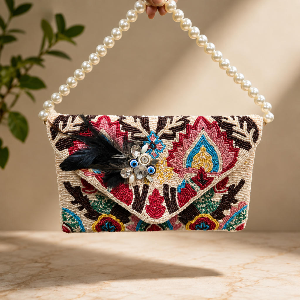 Evil eye feather saga flap bag