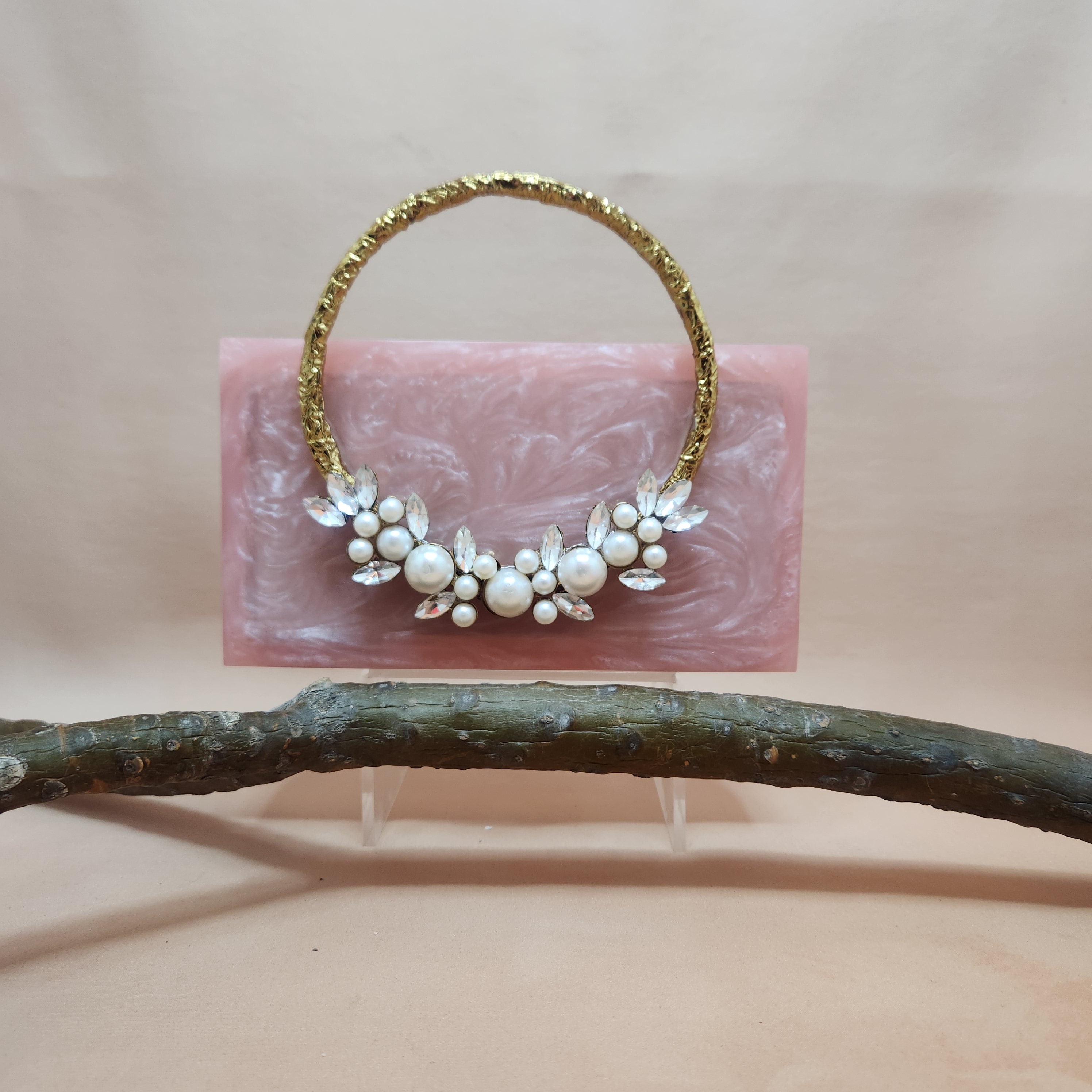 Pearl crystal bunch handle bag [Baby Pink] Secondary image