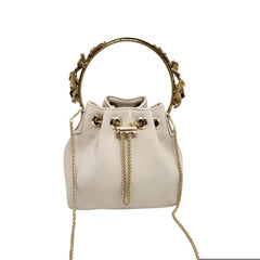 Floral handle bucket bag [Ivory white ]