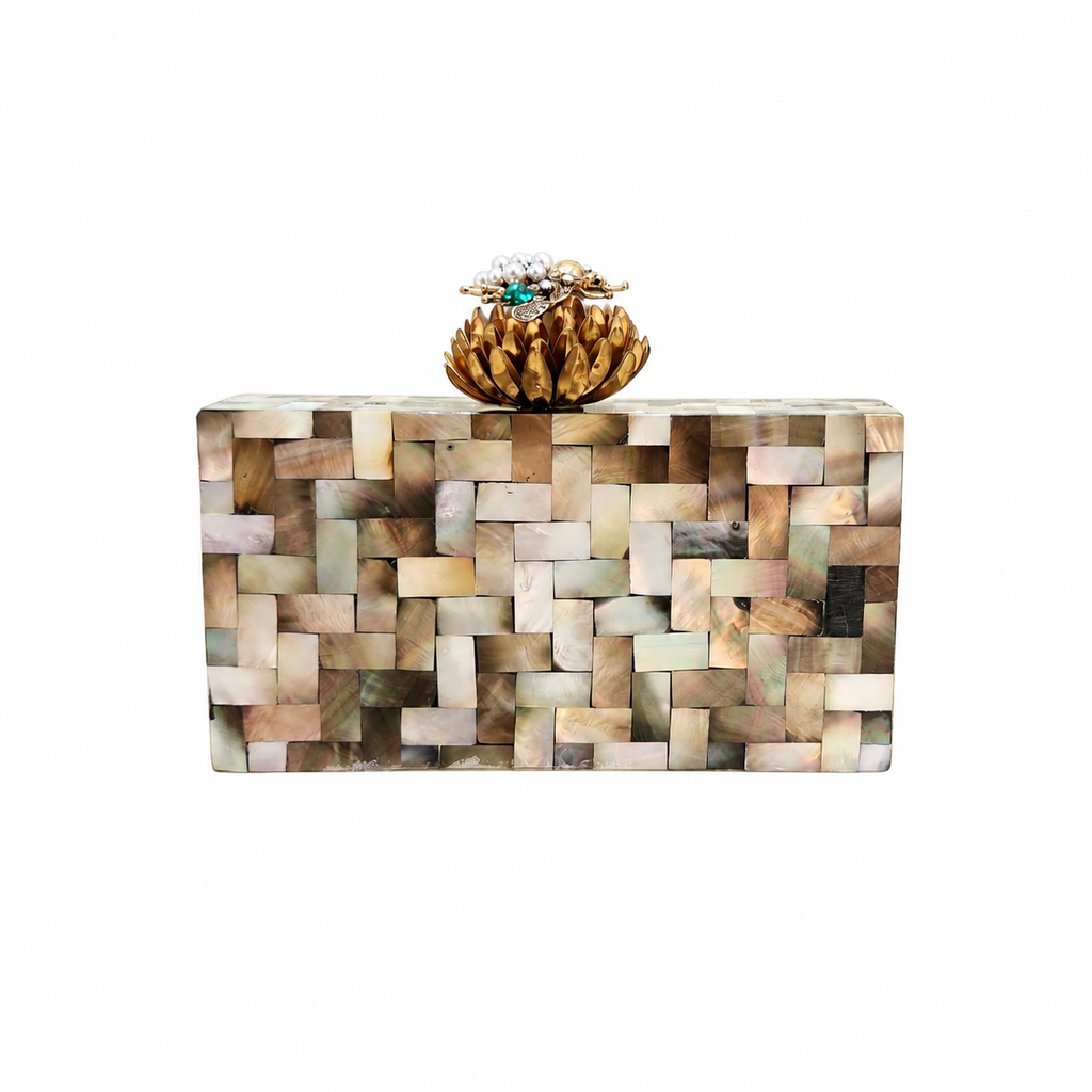 The Lotus Bee Clutch [ Black mother of pearl]