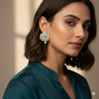 Brianca Studs In Pearl And Zirconia[ amazonite]