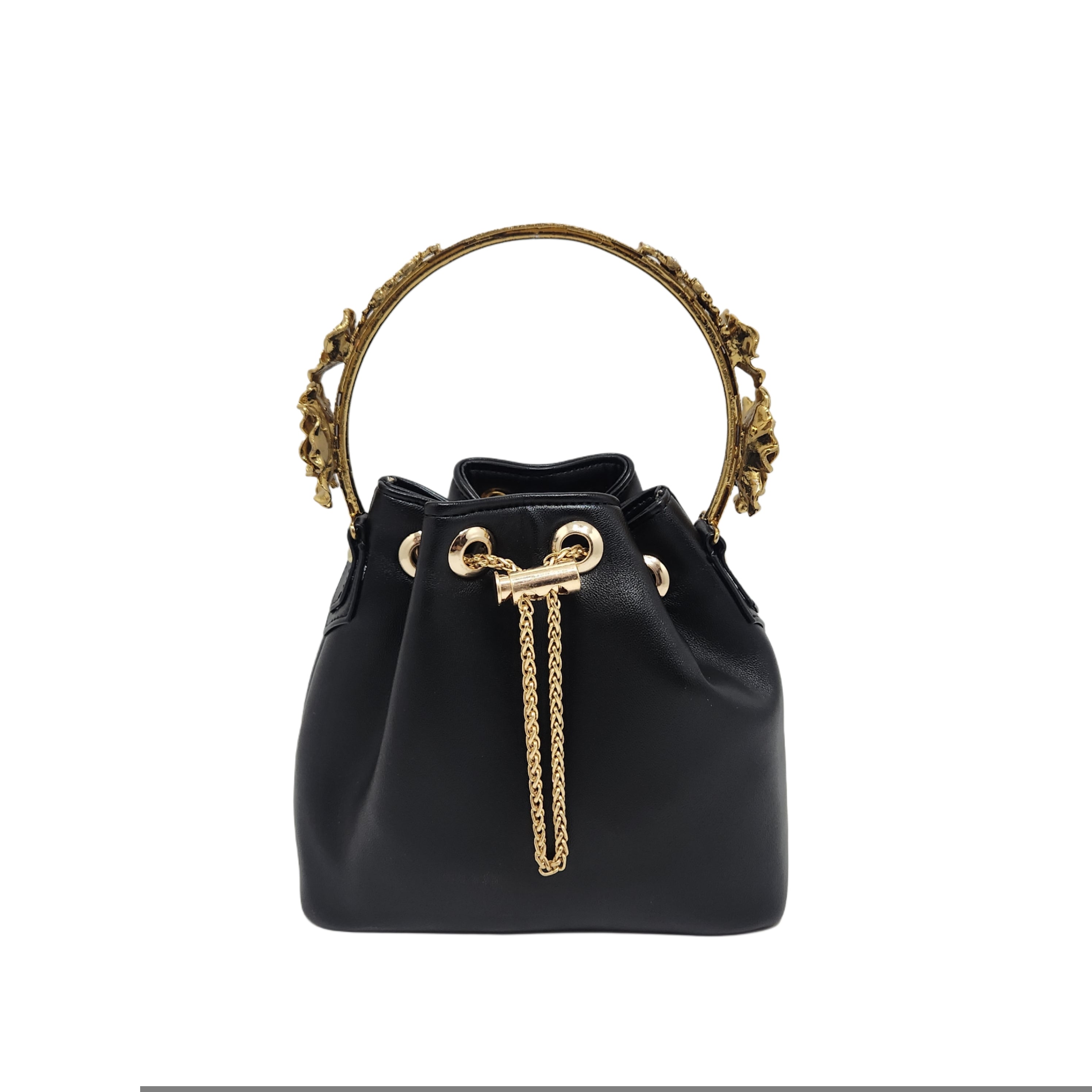 Floral handle bucket bag [black]
