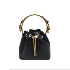 Floral handle bucket bag [black]