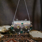 Drum style kundan bag with top handle