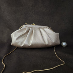 Horse pouchette in snake print [Cream gold]