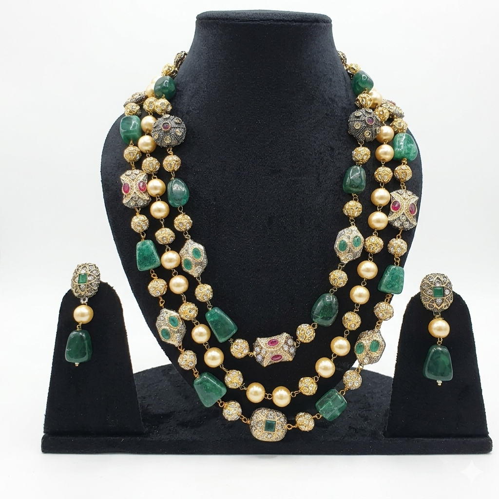 Shades of green multi layer necklace