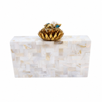 Lotus bee clutch [white mother of pearl]