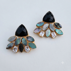 Black onyx with abalone and zirconia wing studs
