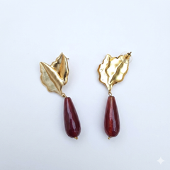 Leaf stone Drop earring(Red)