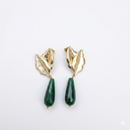 Leaf stone drop earrings (green)