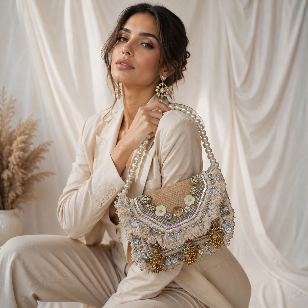 Banjara Bag (Gold and White)