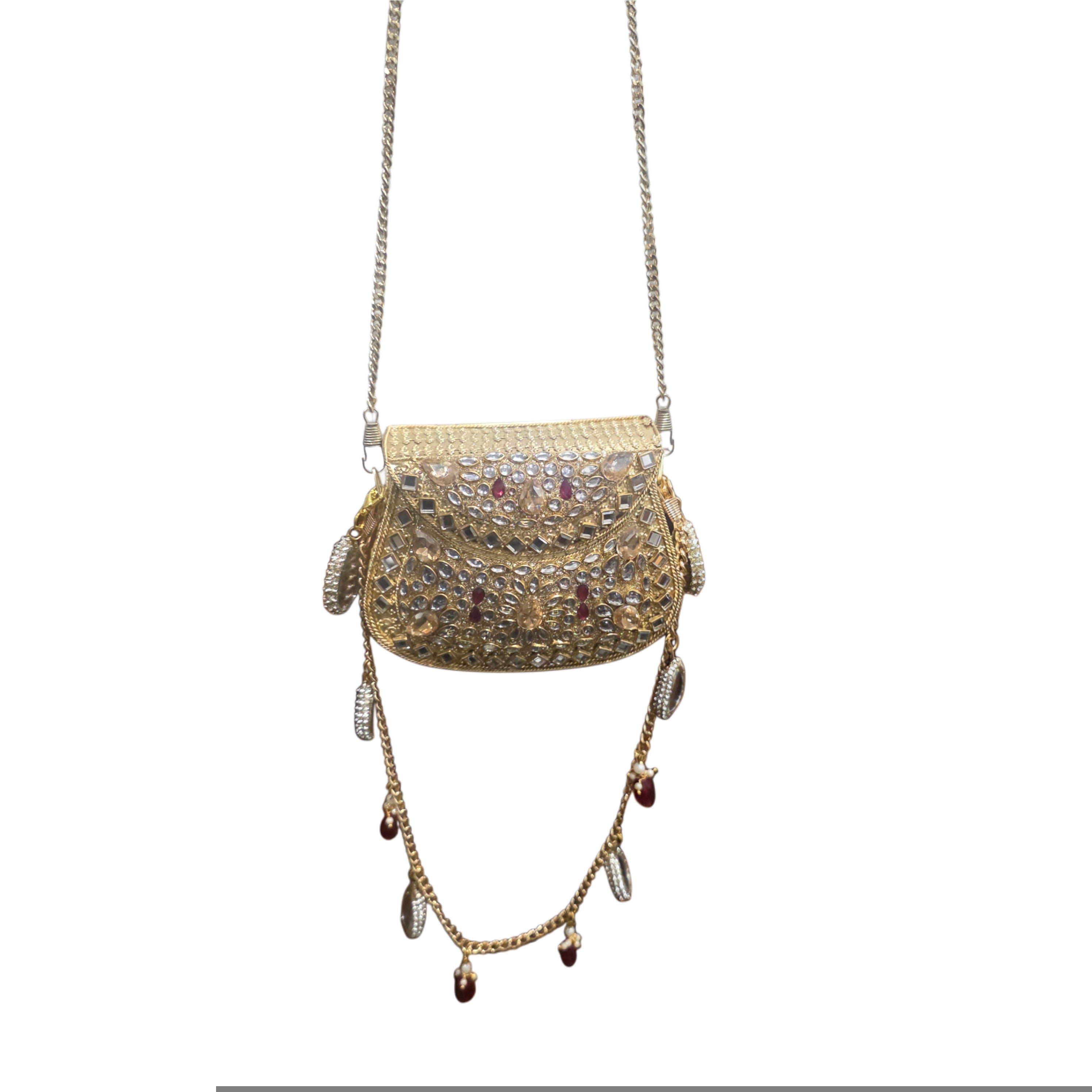 Mini kundan mosaic bag - gold & red Secondary image