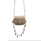 Mini kundan mosaic bag - gold & red