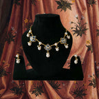 Pearl Droplet Meenakari Necklace Set in blue