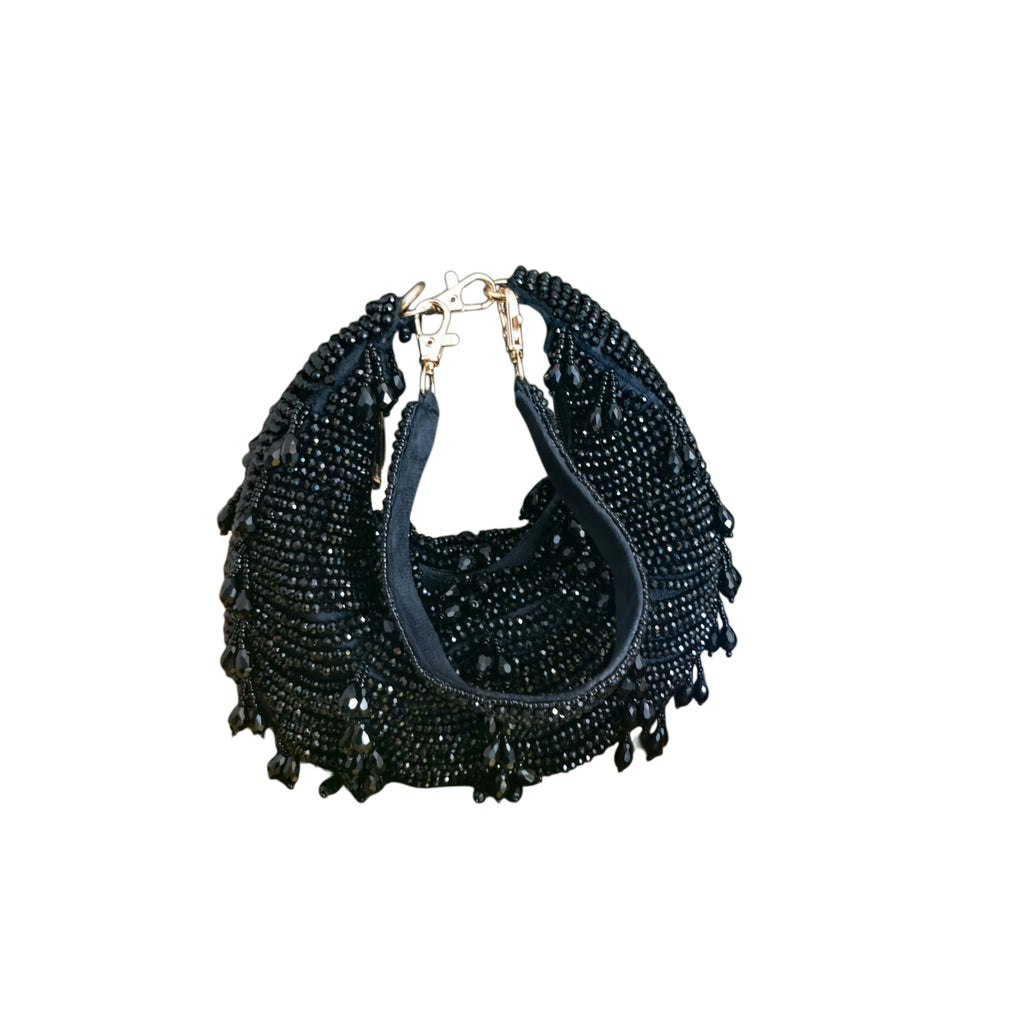 Crystal Droplet moon bag in [Black]