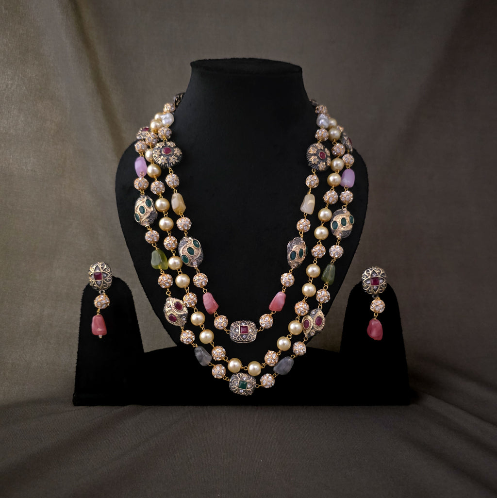 Multi shade multi Layer Stone Necklace
