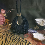Crystal Droplet moon bag in black