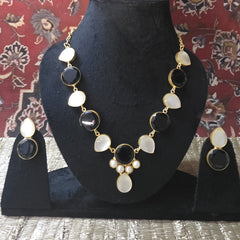 Shira Necklace Set in shades of black & white