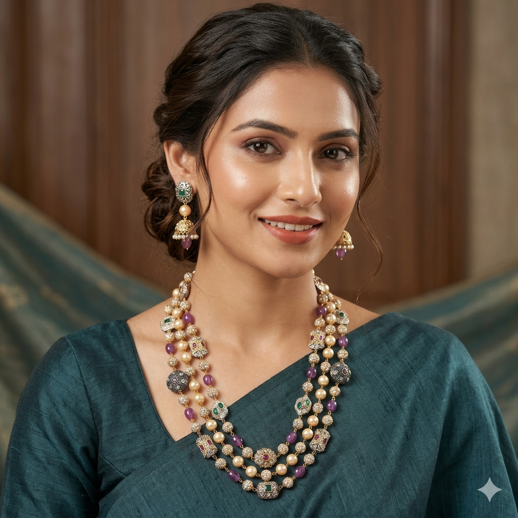Shades of purple multi layer necklace Main image
