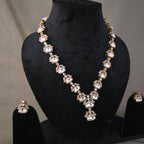 Lotus shape moissanite polki necklace