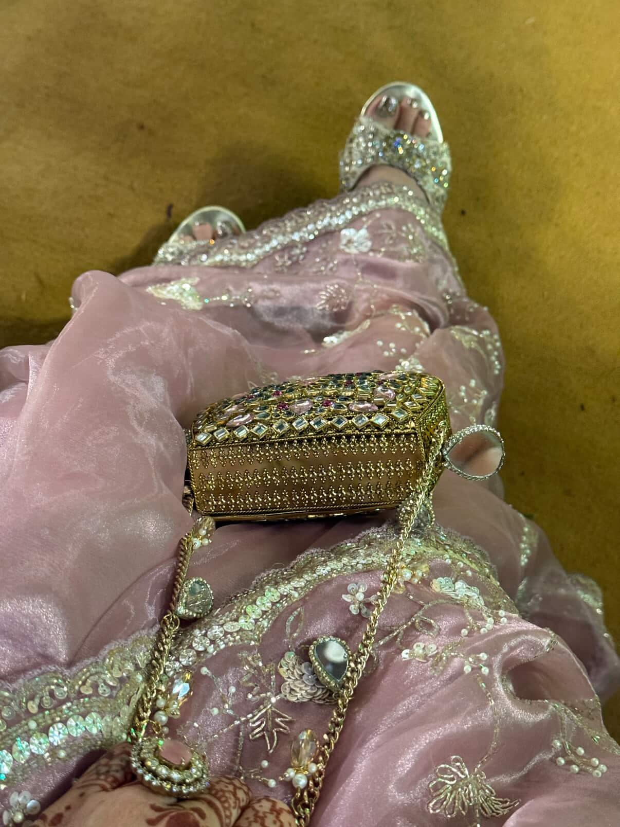 Mini kundan crystal bag in hints of pink Secondary image