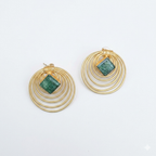 Wired studs in green  corundum stone