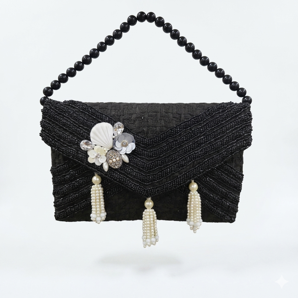 Nour Sea Shell Bead Bag in Black Secondary image
