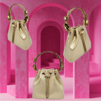 Floral handle bucket bag [ gold ]