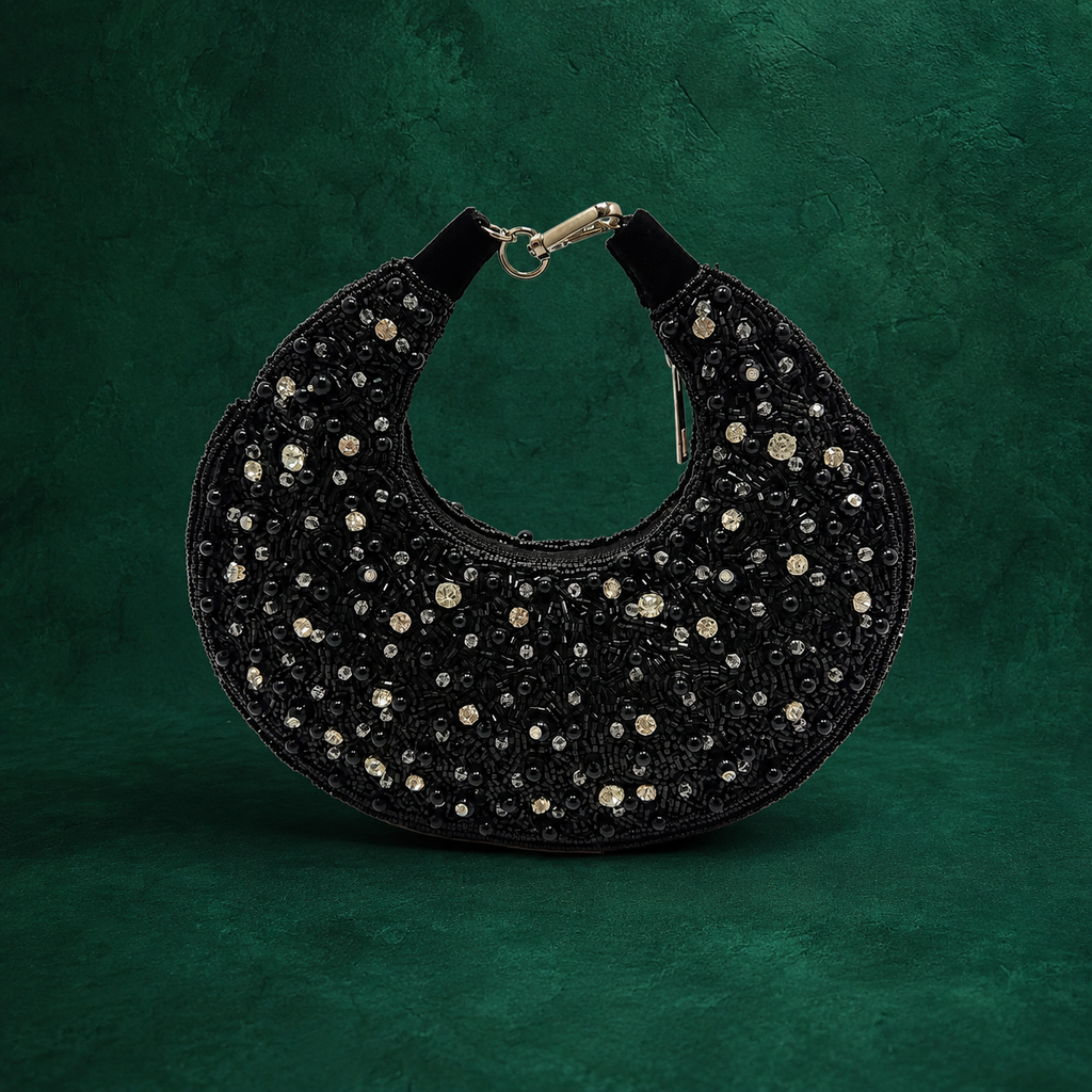 The Pearl Half Moon Bag - Black