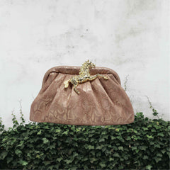 Horse pouchette in snake print [ pink]