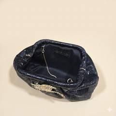 Horse pouchette in snake print [black]