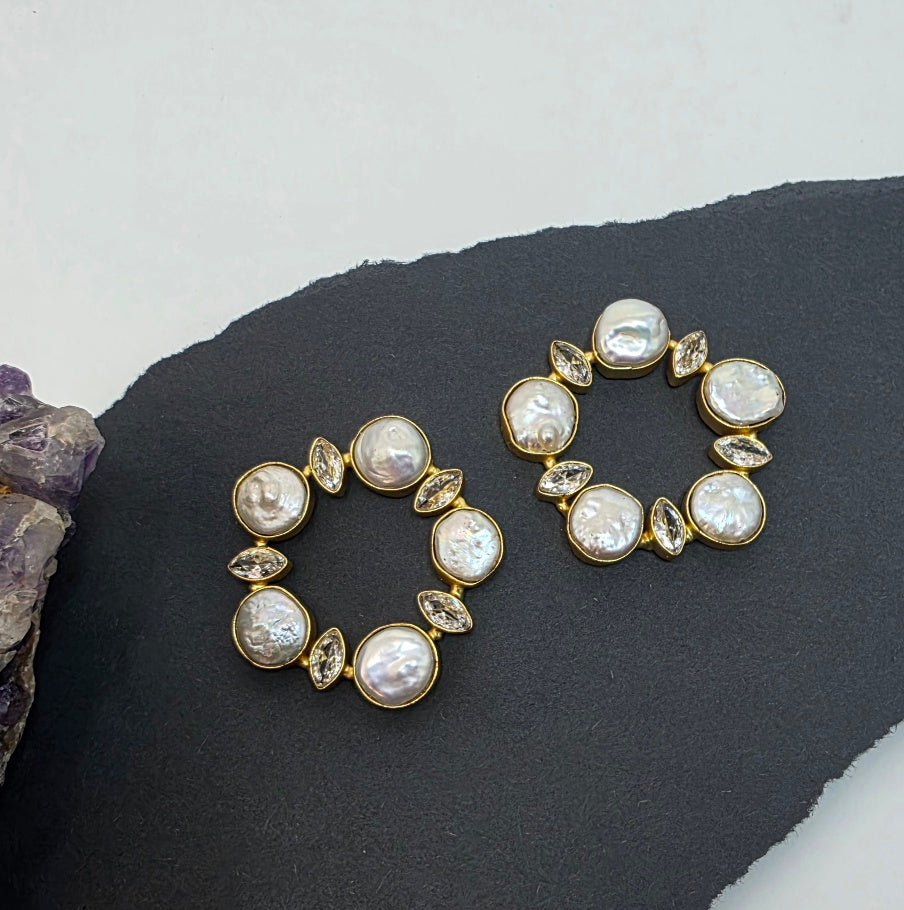 Pearl Chip Zirconia Hollow Studs