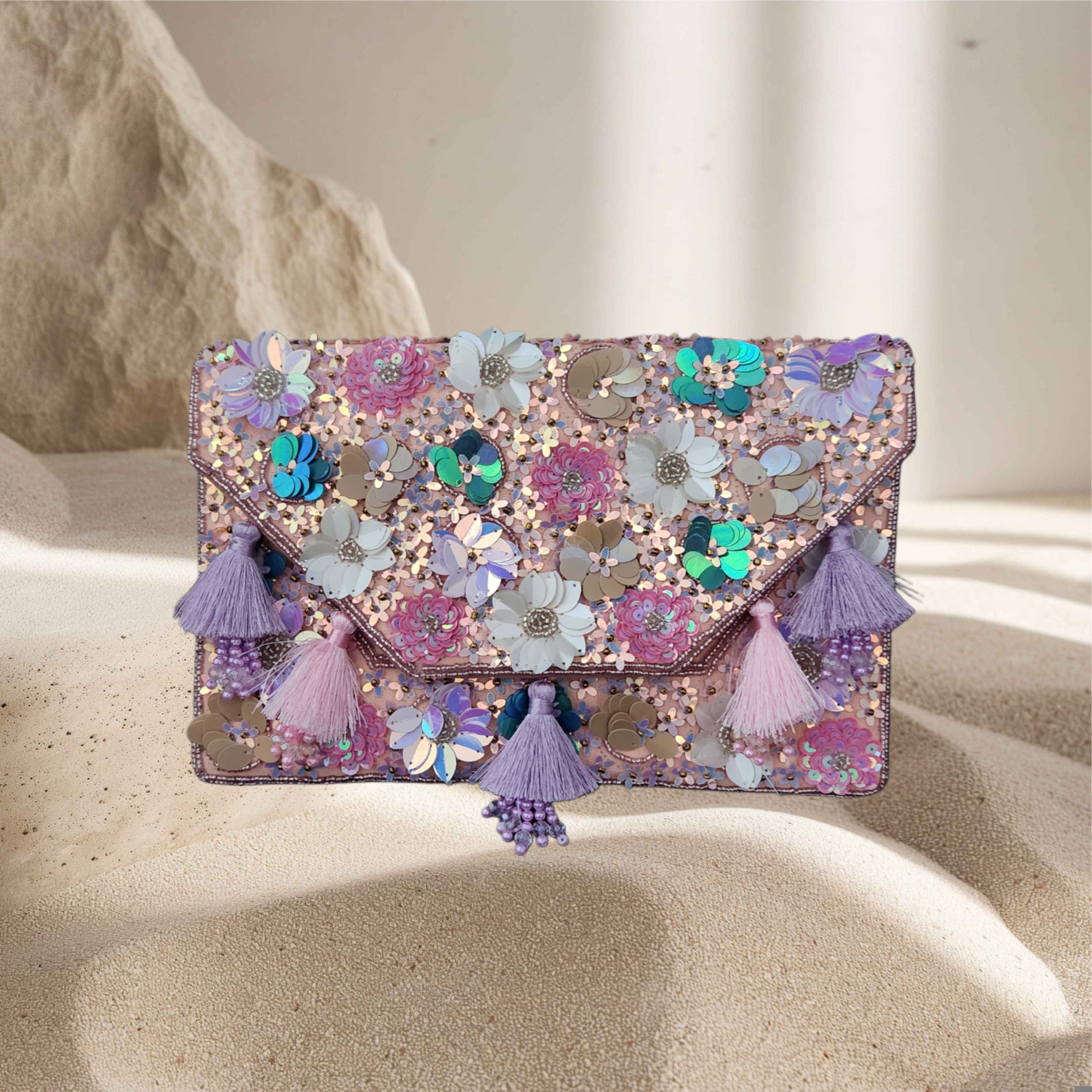 Peach Multi Flower Flap Bag Main image