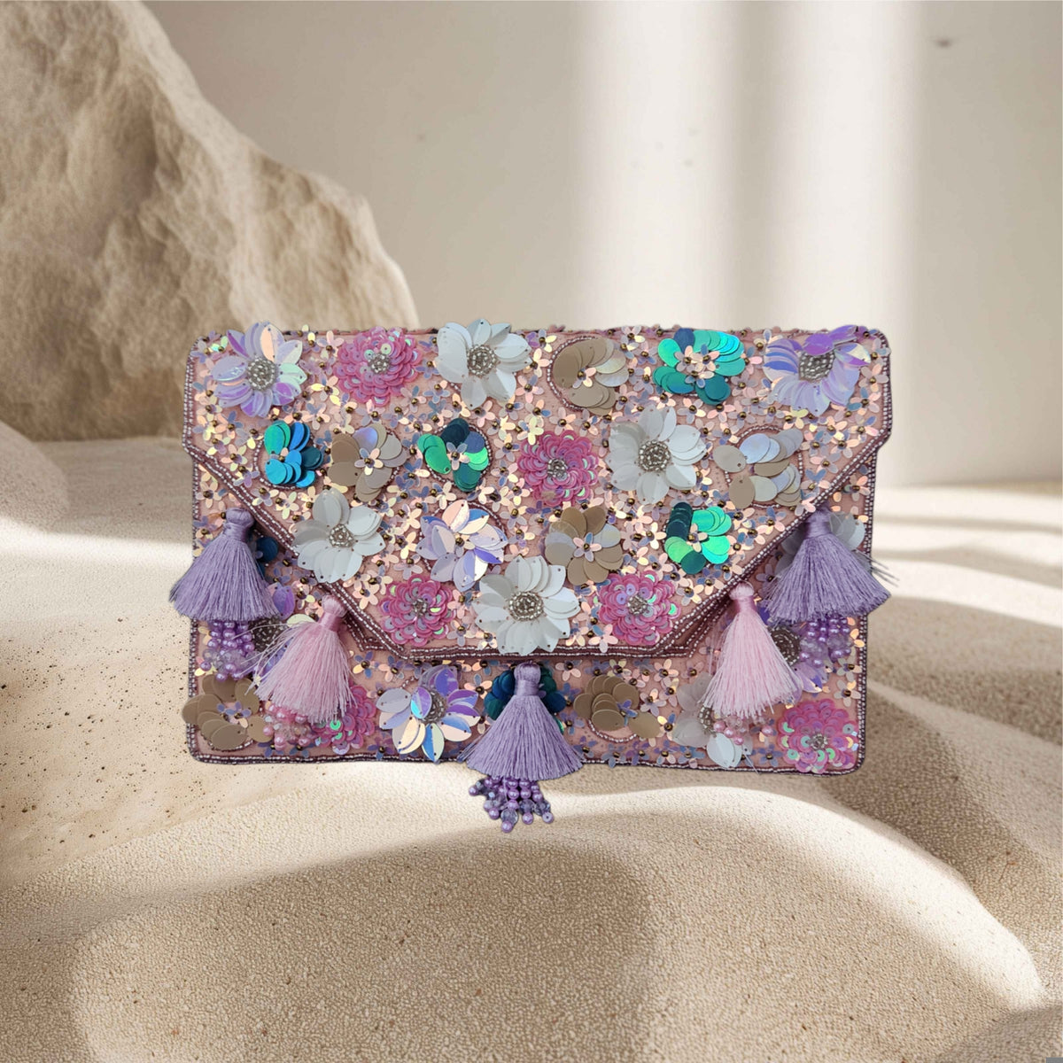 Peach Multi Flower Flap Bag