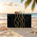 The three stone crisscross clutch [ black]