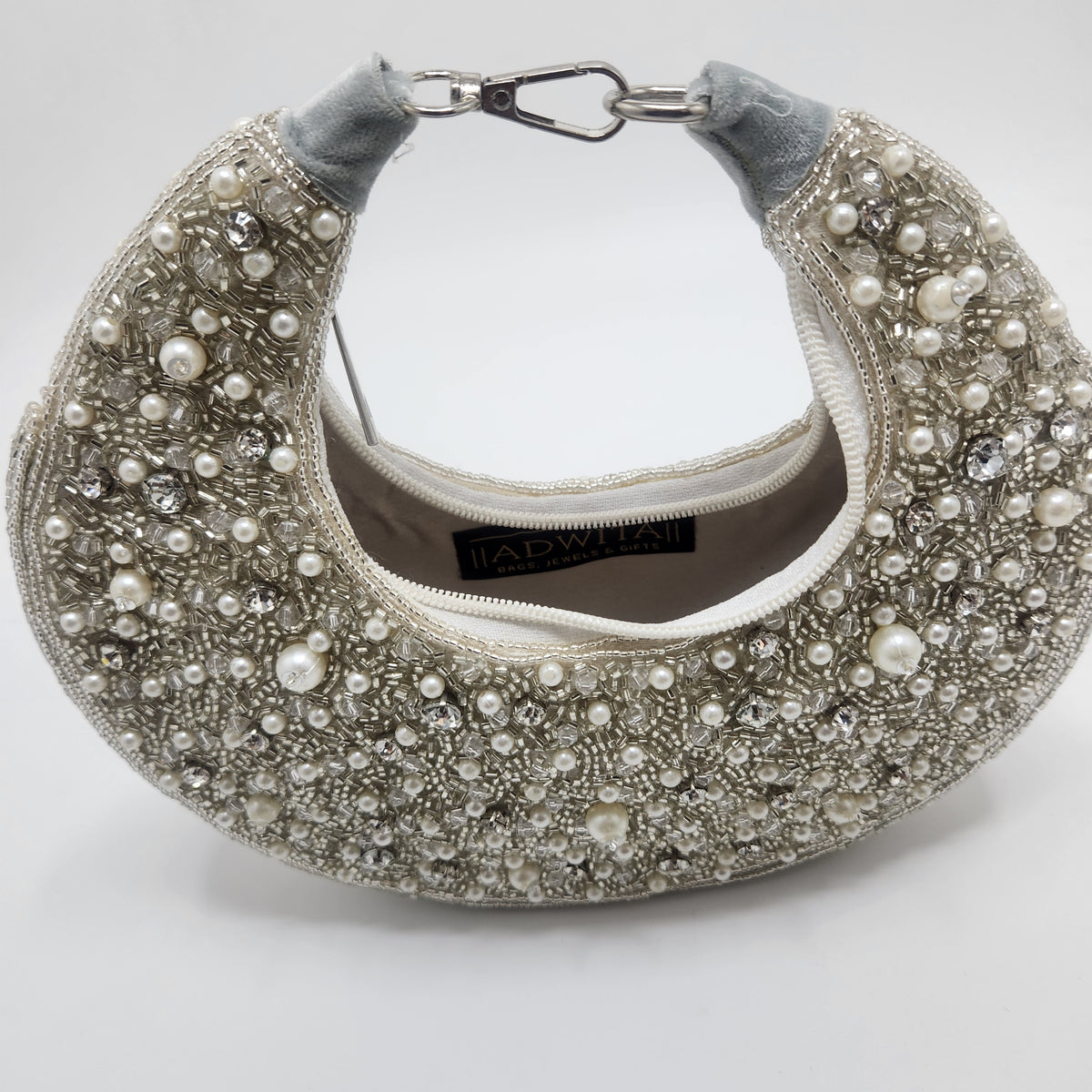 The Pearl Half Moon Bag - silver