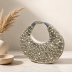 The Pearl Half Moon Bag - silver