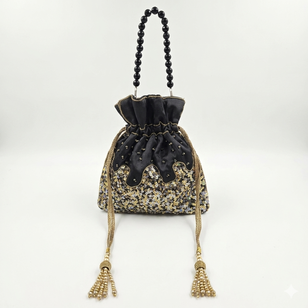 Black sequin Potli Secondary image
