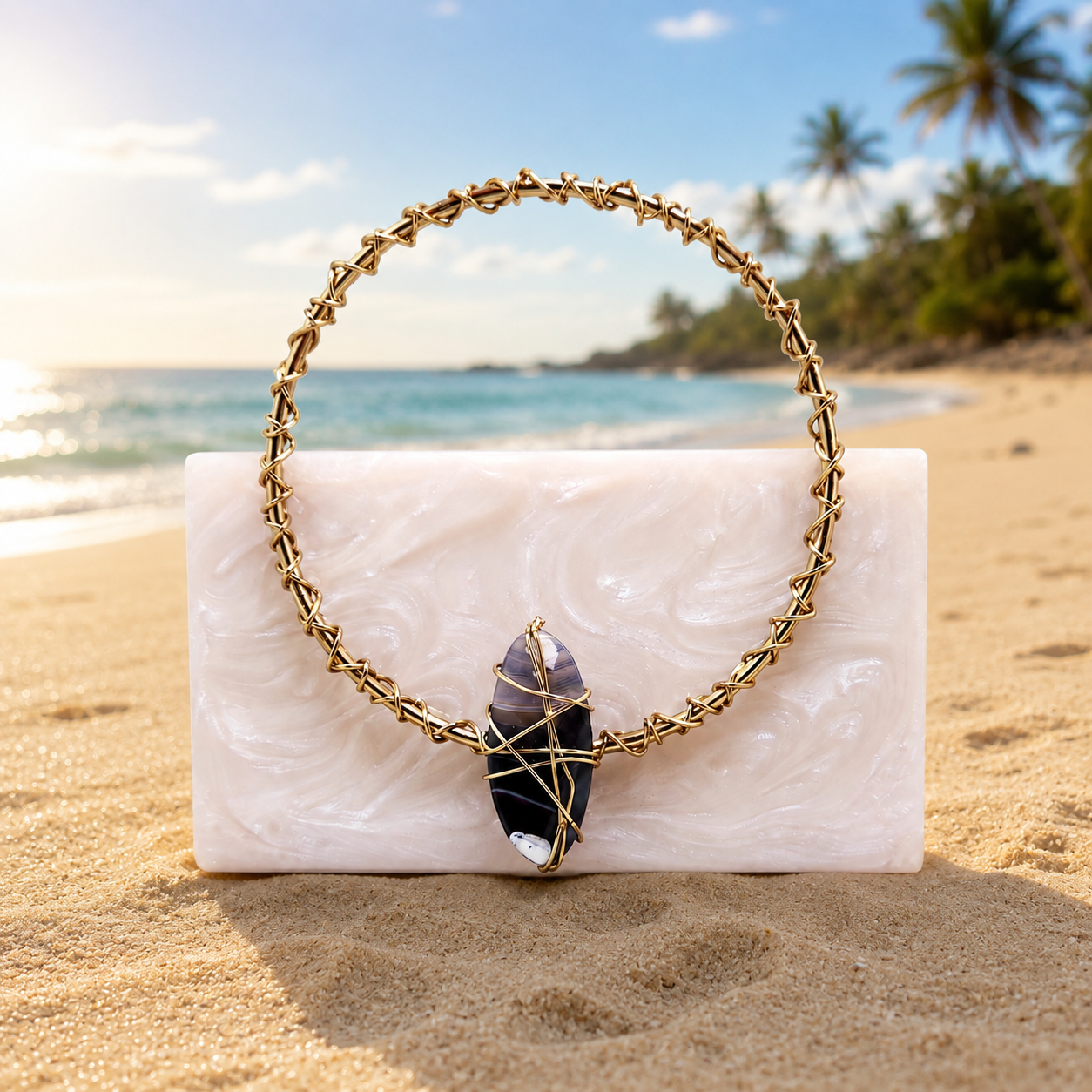 The Agate Handle Bag [ ivory white]