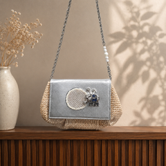 Elephant batua bag in silver