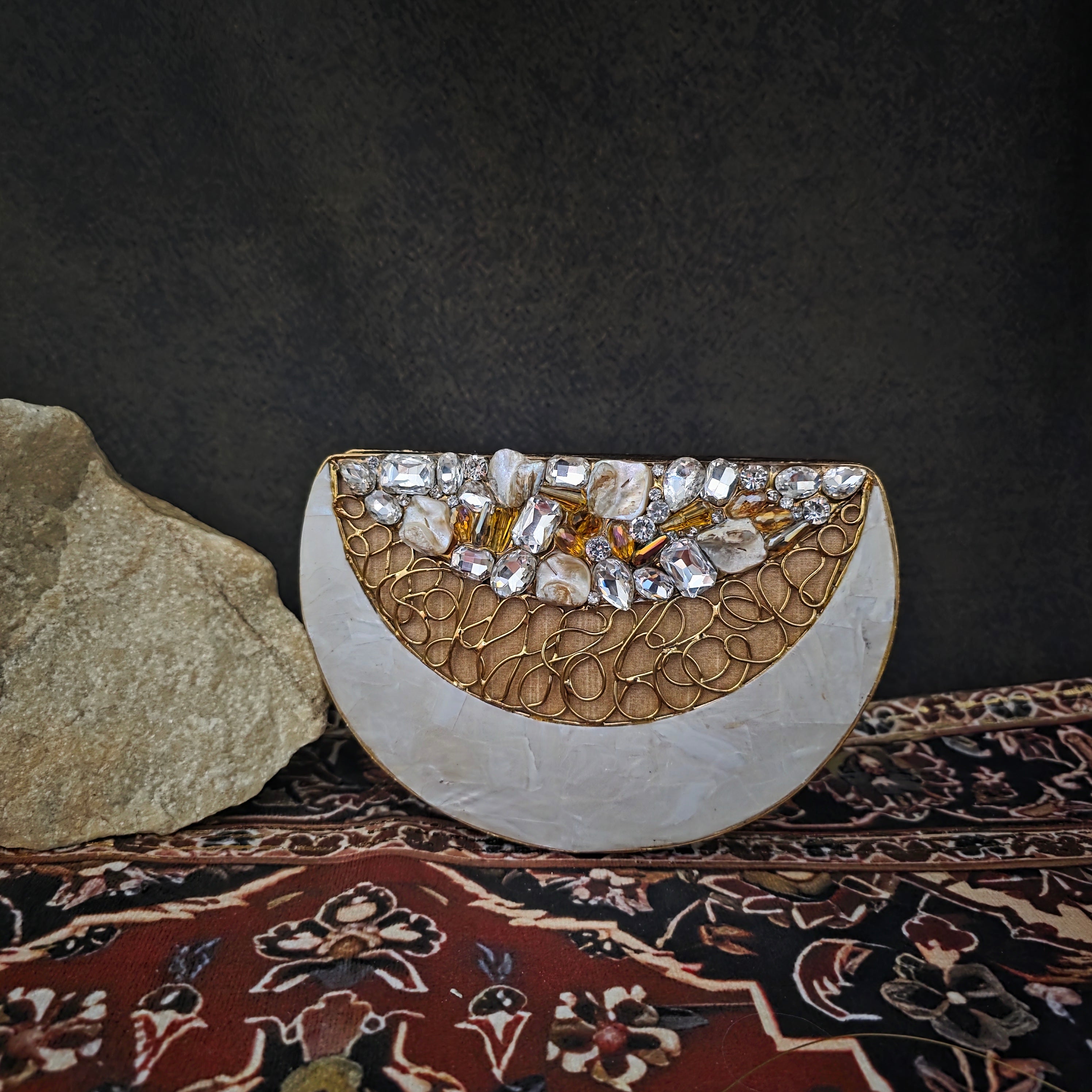 Half chand pearl crystal clutch Main image