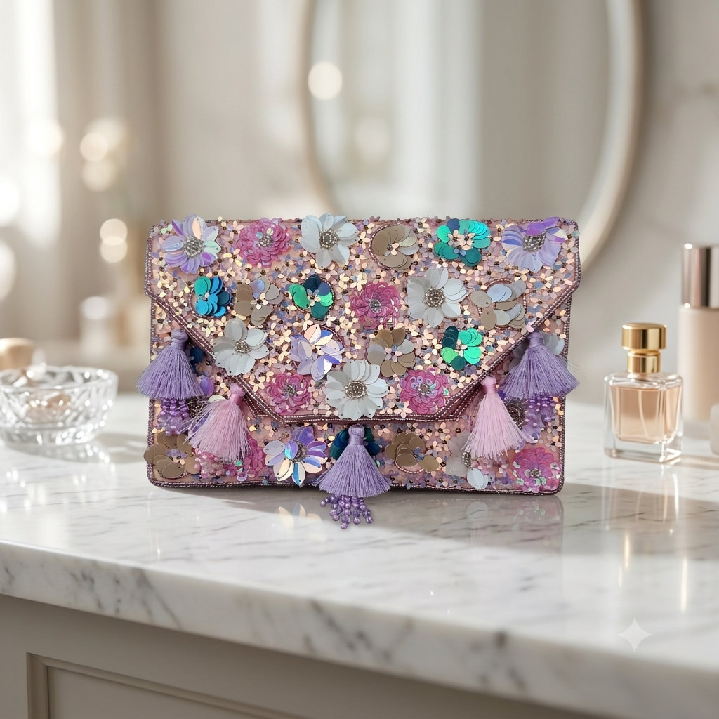 Peach Multi Flower Flap Bag Secondary image