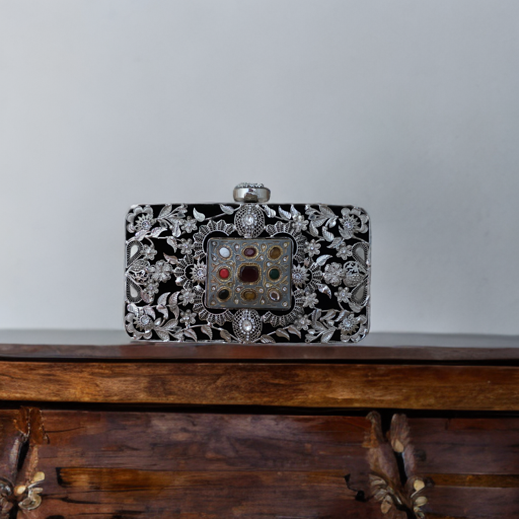 Meenakari filigree clutch bag [silver] Main image