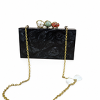 The three stone crisscross clutch [ black]