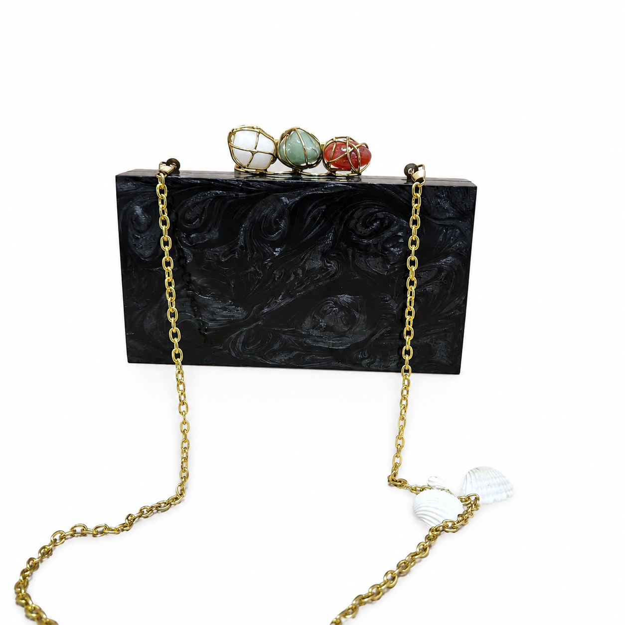 The three stone crisscross clutch [ black]