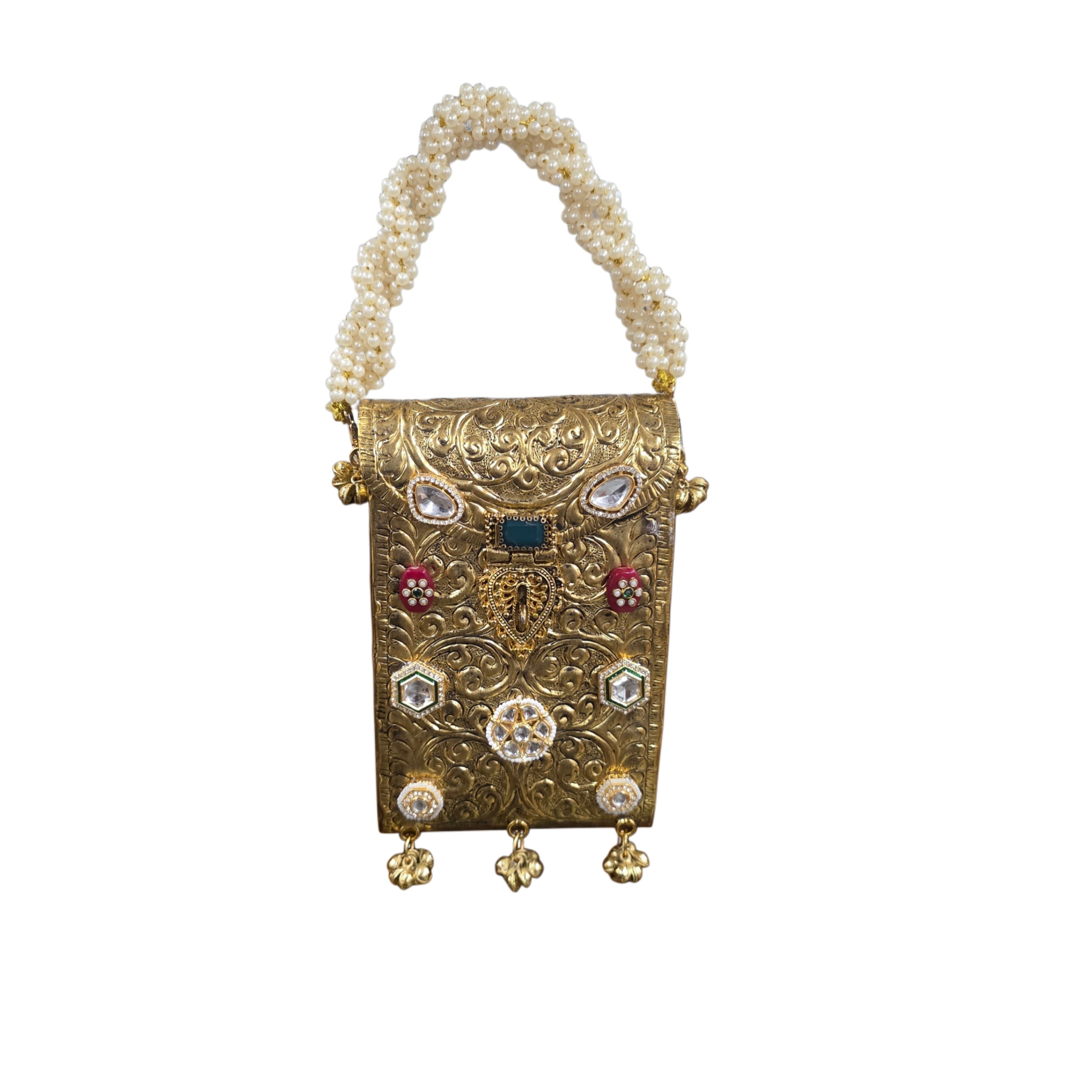 Kundan mobile batua bag [ antique gold] Secondary image