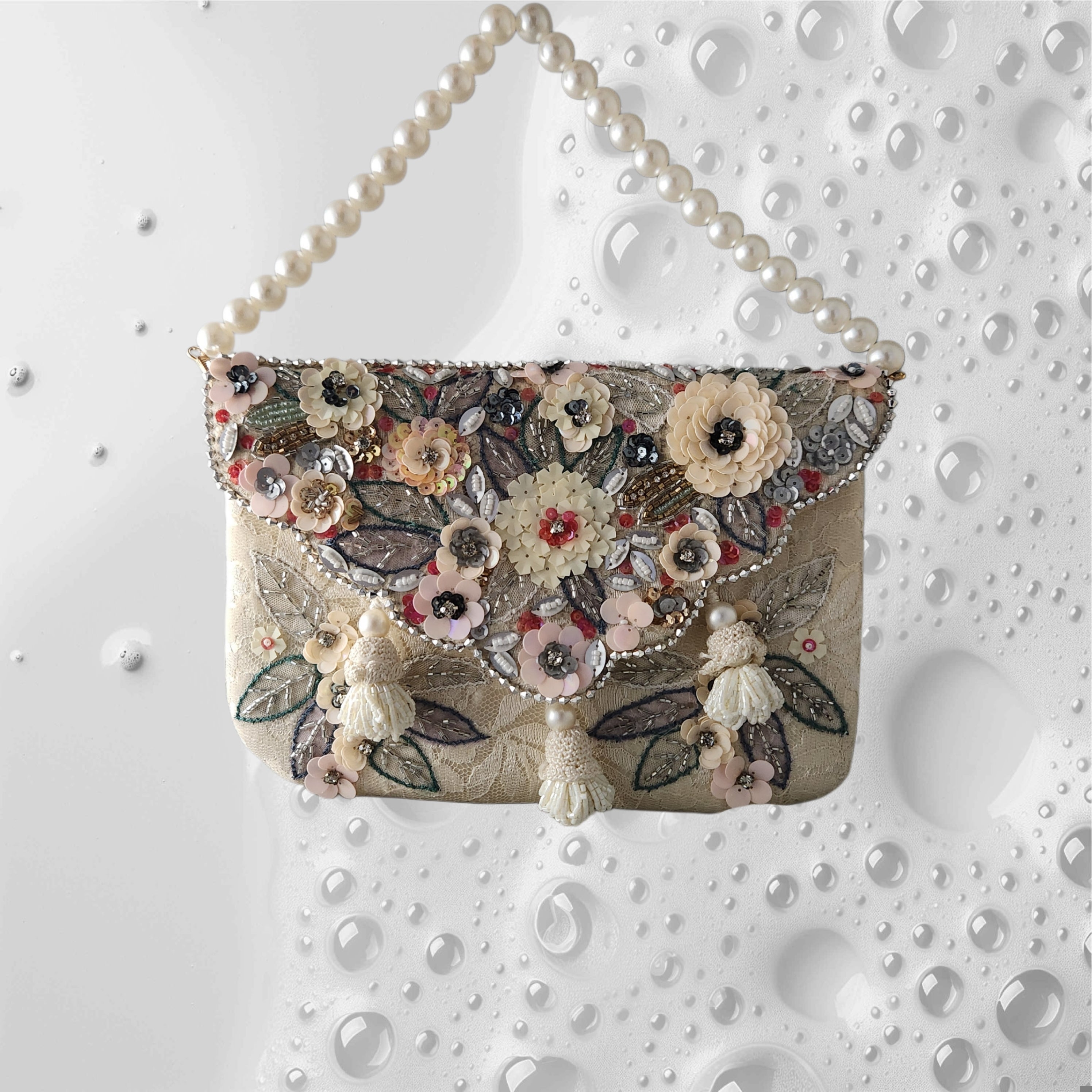 3D Ivory Multi Flower Bag Main image